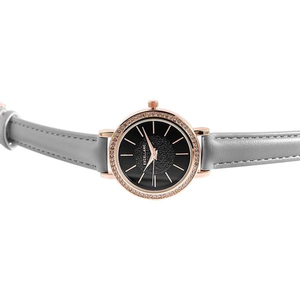 Armbåndsur - EXCELLANC - Barik - Kasse 36 mm - Grå urskive - Grå kunstlæderrem Grå