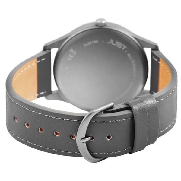 Klocka - JUST - Ferrish - Titanhölje 44 mm - Antracit urtavla - Grå läderarmband Titanium case (grå), grå armband, a