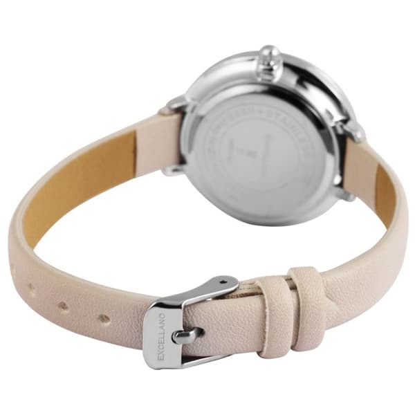 Ur - EXCELLANC - EX0311 - Kasse 34 mm sølv - Rem i gul kunstlæder - Quartz bevægelse PC21 Silver