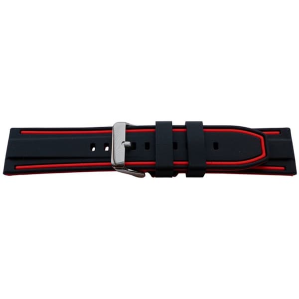 Urrem - MY-MONTRE - 20mm - Silikone - Sort og rød - Polerede stålspænder Röd
