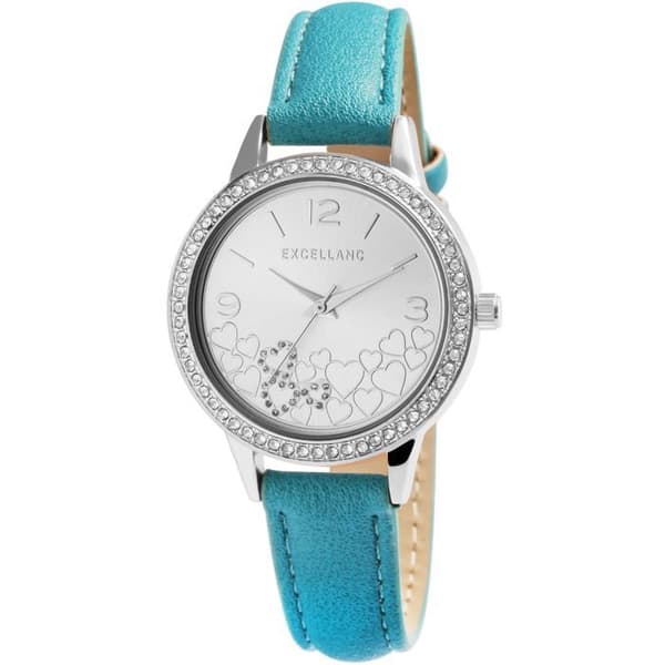Dameur - EXCELLANC - Excellanc - Kasse 34 mm - Blå imiteret læderrem - Quartz Japan PC21 bevægelse Blå