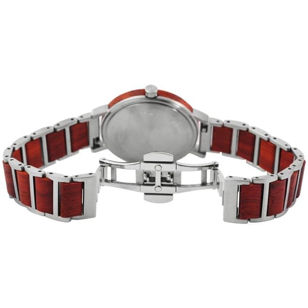 Dameur - RAPTOR - Skønhed - Kasse 32 mm rustfrit stål & Padouk træ - Armbånd rustfrit stål 14 mm - Quartz Miyota GL30 Silver