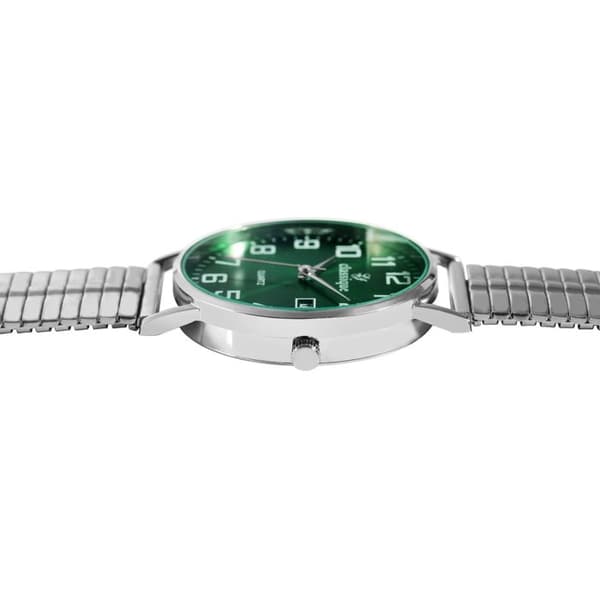 Kello - KLASIKKO - Klassinen - 37 mm - Vihreä kellotaulu - Laajennettava teräsranneke Silver