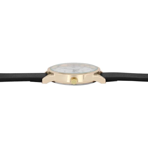 Armbåndsur - Clasixx - 40 mm - Guldet hus - Sort kunstlæderrem Svart