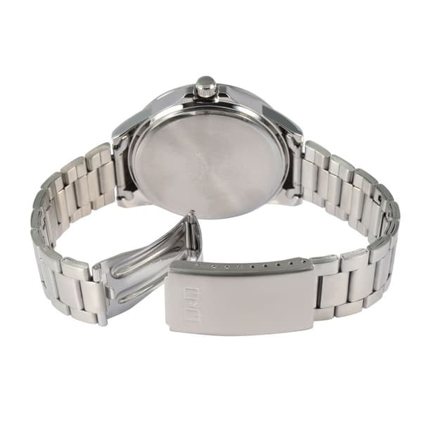Armbåndsur - Q&Q - Analog - Kasse 44 mm - Blå urskive - Armbånd i rustfrit stål Silver