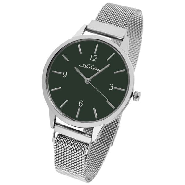Rannekello - AR0036 - Teräksinen mesh-ranneke - Vihreä kellotaulu - Kotelo 37 mm Silver
