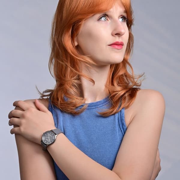 Ur - JUST - Della - Titanium hus 34 mm - Grå læderrem 16 mm - Vandtæthed 5 ATM Grå