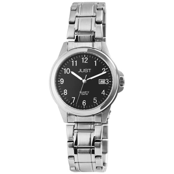 Ur - JUST - Baroon - Rustfrit stål 38 mm - Sort urskive - Vandtæt 10 ATM Silver