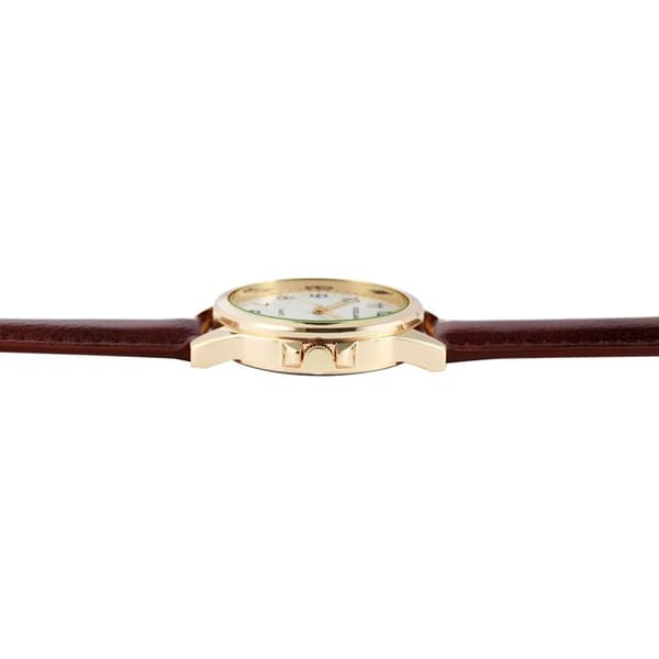 Ur - EXCELLANC - Excellanc - 38 mm - Hvid urskive - Brun kunstlæderrem brun