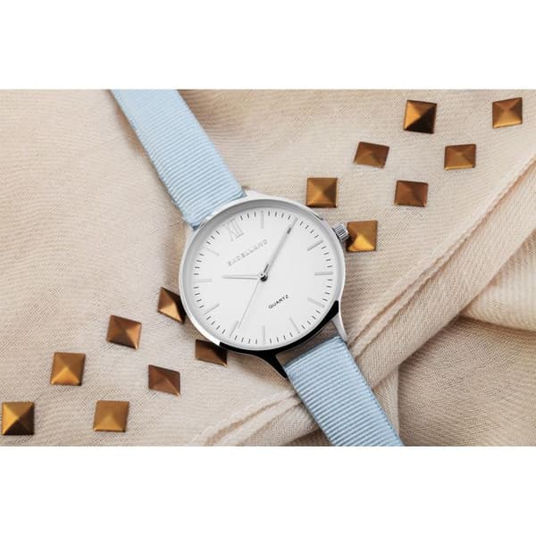 Armbåndsur - EXCELLANC - EX0203 - Kasse 36 mm sølv - Blå tekstilrem 14 mm - Quartz PC21 Silver