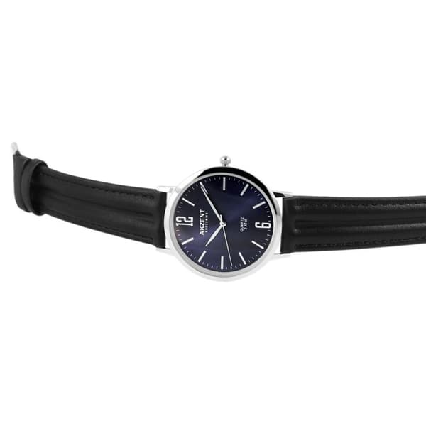 Ur - Jawad - Blå urskive - 37 mm kasse - Sort kunstlæderrem Silver
