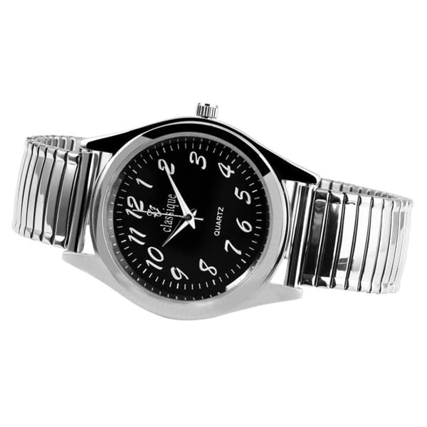 Armbåndsur - KLASSISK - CL0001 - Rustfrit stål - Sort urskive - Kvartsur Silver