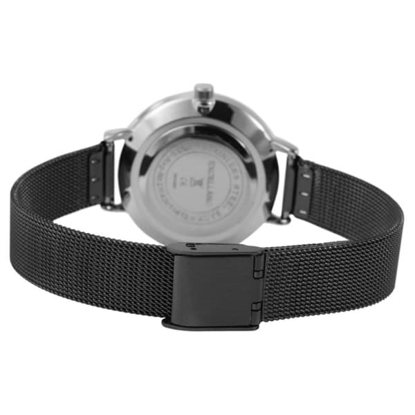 Dameur - EXCELLANC - EX0548 - Kasse 30 mm - Mesh stålrem - Sort urskive Silver