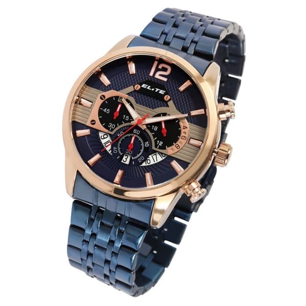 Chronografur - ELITE - Elite - Blå - Rustfrit stål - 46 mm kasse Blå