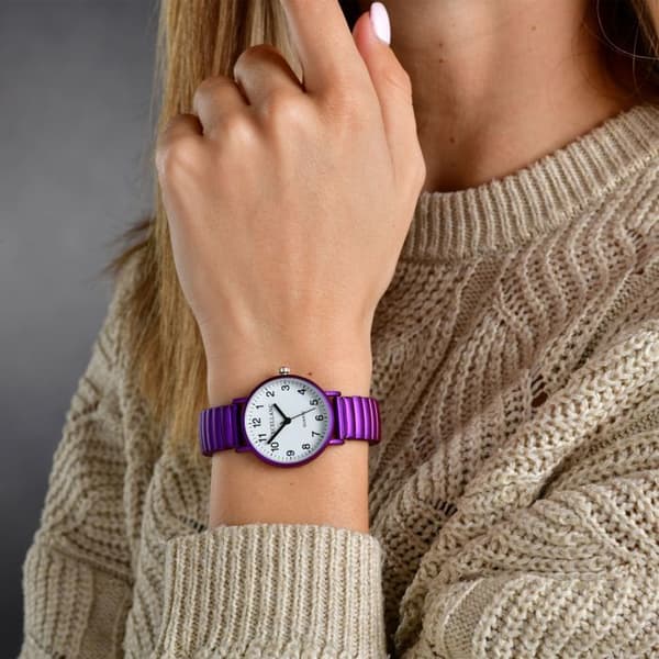 Armbåndsur - EXCELLANC - PC21 - 30 mm - Lilla elastisk rem - Mineralglas Violett