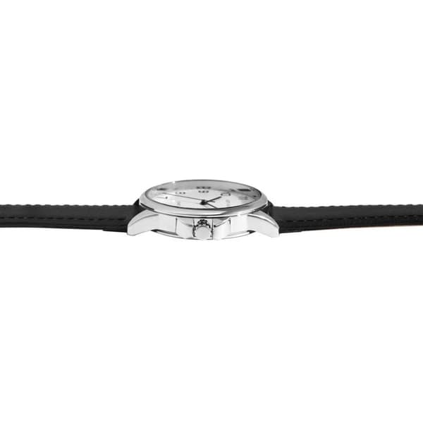 Ur - Bernard - Rustfrit stål - Sort læderrem 20 mm - Vandtæthed 3 ATM Silverfärgad, svart, vit (silverfär