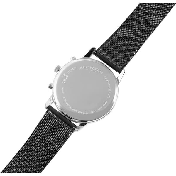 Ur - Albert - Rustfrit stål 42 mm - Antracit skive - Sort mesh armbånd Silver