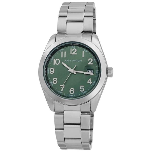 Ur - Måtte - Rustfrit stål - Grøn skive 41 mm - Vandtæthed 5 ATM Silver