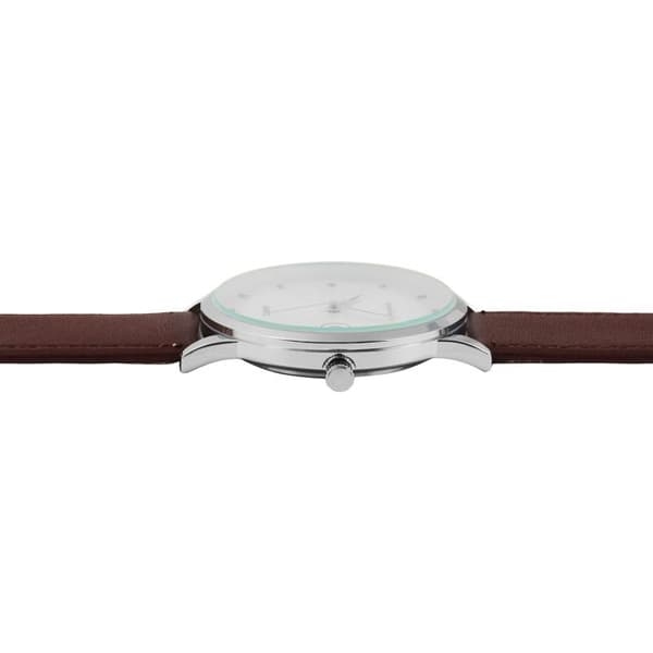 Ur - LEONARDO VERRELLI - Signature Edition - Sølv - 43 mm - Brun kunstlæderrem Silver
