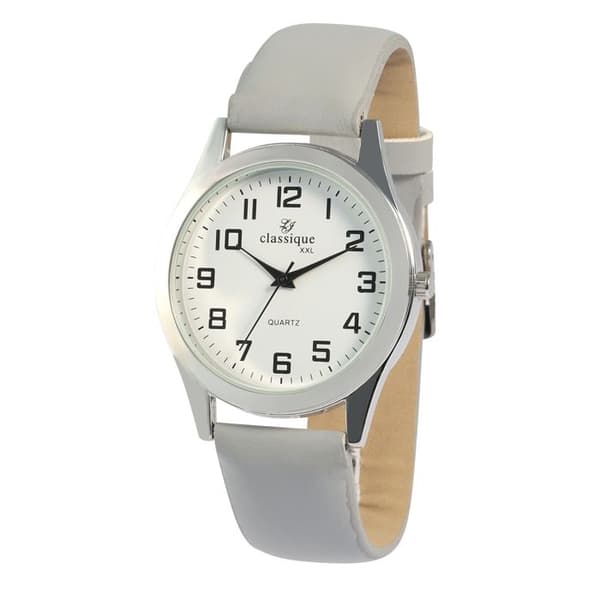 Ur - KLASSISK - Klassisk - 40 mm - Grå kunstlæderrem - Kvartsur Grå