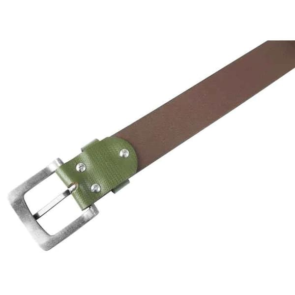 Bälte - LEONARDO VERRELLI - Mode XXL - Äkta läder - Längd 130 cm - Bredd 3,8 cm Grön 130 cm
