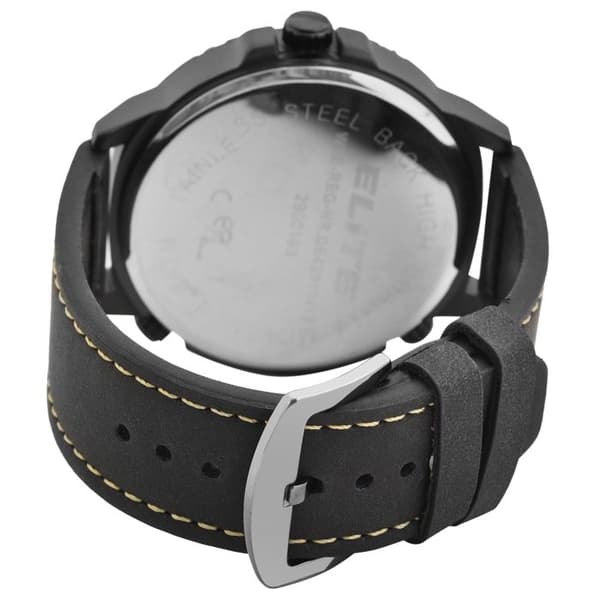 Ur - ELITE - EL0002 - Sort - Kasse 53 mm - Rem i kunstlæder 24 mm Svart