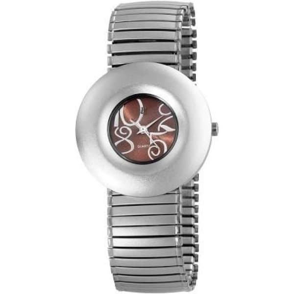 Klocka - EXCELLANC - Excellanc - Justerbart metallarmband - Brun urtavla - Boett 35 mm Silver