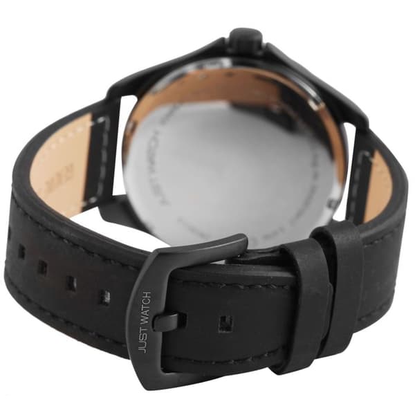 Ur - Austin - Mand - Sort metal hus 45 mm - Sort læderrem 22 mm Svart