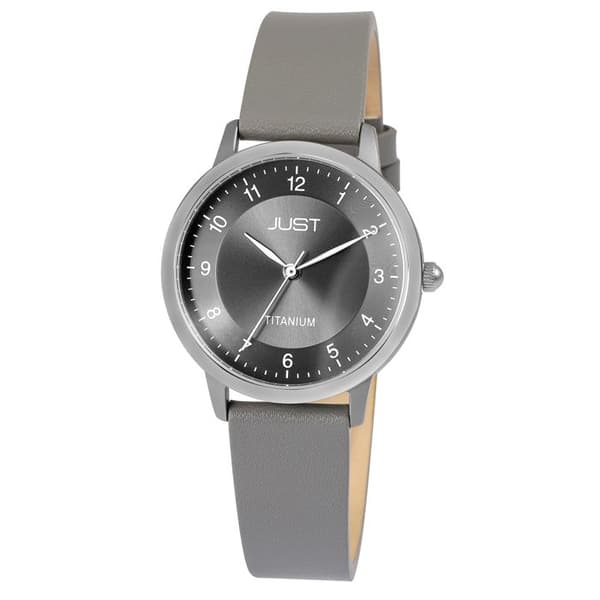 Ur - JUST - Della - Titanium hus 34 mm - Grå læderrem 16 mm - Vandtæthed 5 ATM Grå