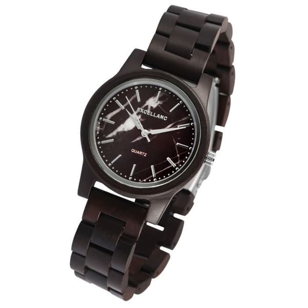 Ur - EXCELLANC - Excellanc - Sort træ - Urskive 38 mm - Kvartsur Svart