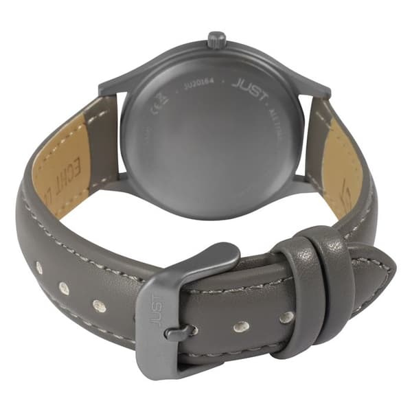 Ur - JUST - Leon - Titanhus 37 mm - Grå læderrem - Vandtæthed 5 ATM Grå