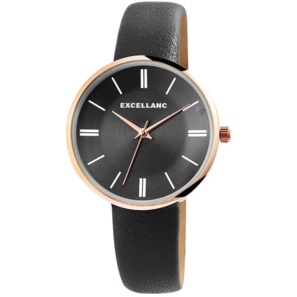 Ur - EXCELLANC - EX0320 - Kasse 36 mm - Grå urskive - 16 mm imiteret læderrem Grå