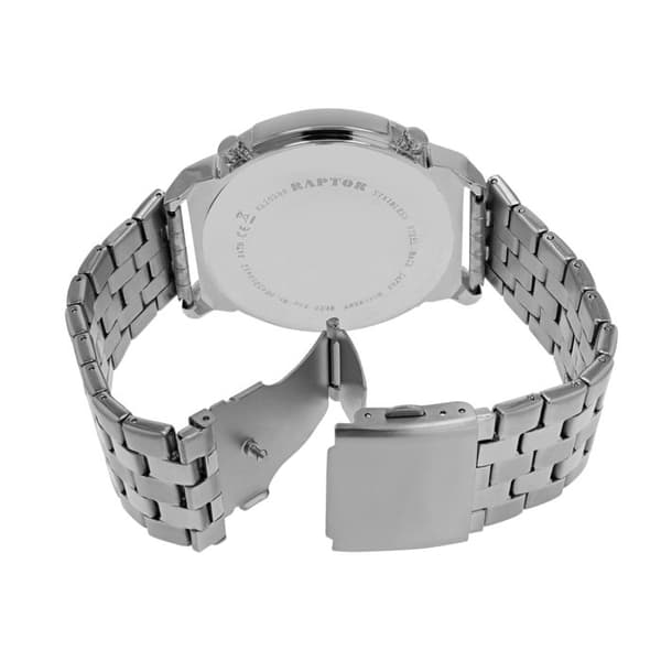 Ur - RAPTOR - Lucius - Rustfrit stål - Sort urskive - 3 tidszoner Silver