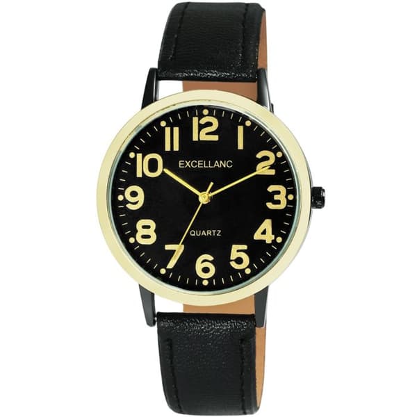 Ur - EXCELLANC - Excellanc Mand - Kasse 39 mm - Sort urskive - Sort kunstlæderrem Svart