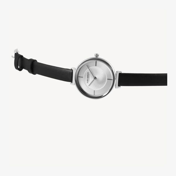 Dameur - Sophia - Rustfrit stål 32 mm - Sort læderrem - Vandtæthed 3 ATM Silver