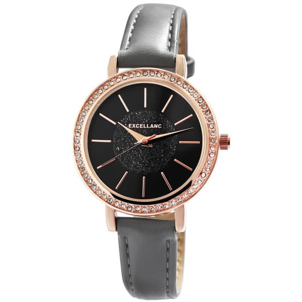 Armbandsur - EXCELLANC - Barik - Kapsel 36 mm - Grå urtavla - Grå konstläderarmband Grå