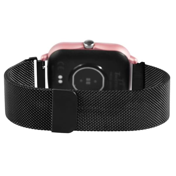 Smartwatch - TIMETECH - Rektangulær 36 mm - Sort milanæse stålarmbånd - Vandafvisende Svart