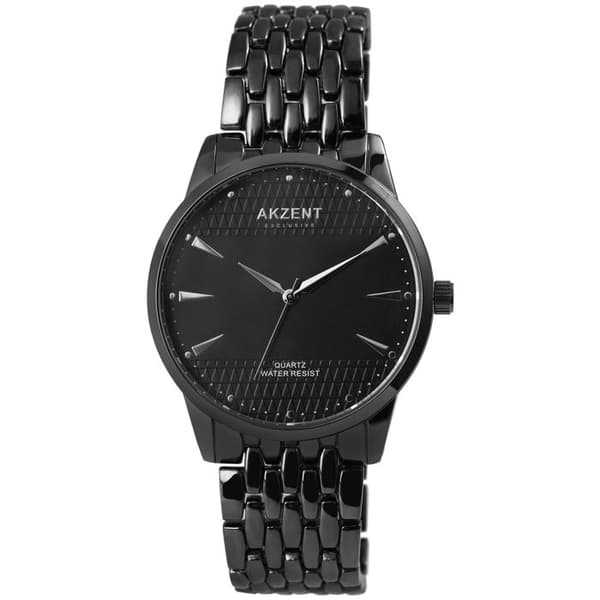 Kello - Akzent Exclusive - Harmaa metalli - Musta kellotaulu - 42 mm kotelo Grå