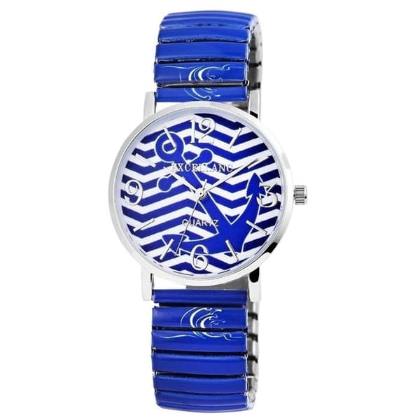 Damklocka - EXCELLANC - Selin - Boett 36 mm - Expanderbart stålarmband - Marinblå/silver stil Silver