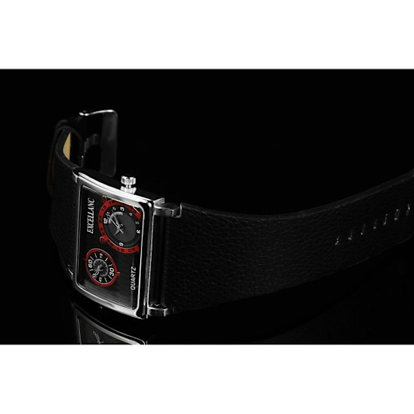 Armbåndsur - EXCELLANC - Excellanc rektangulær - Kasse 44 mm sølv - Skive grå - Rem i sort kunstlæder Silver