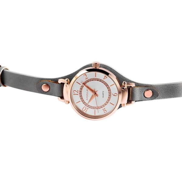 Dameur - EXCELLANC - Excellanc - Urkasse 32 mm - Armbånd i grå kunstlæder - Mineralglas Grå