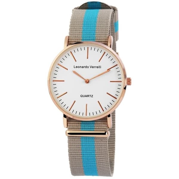 Ur - LEONARDO VERRELLI - Leonardo Verrelli - 40 mm - Grå tekstilarmbånd - Mineralglas Ljusgrått