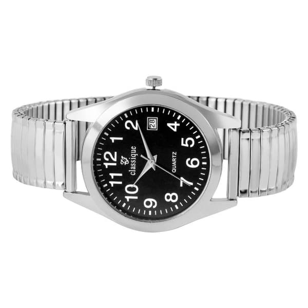 Rannekello - CLASSIQUE - Klassinen - 36 mm kotelo - Musta kellotaulu - Laajennettava teräshihna Silver