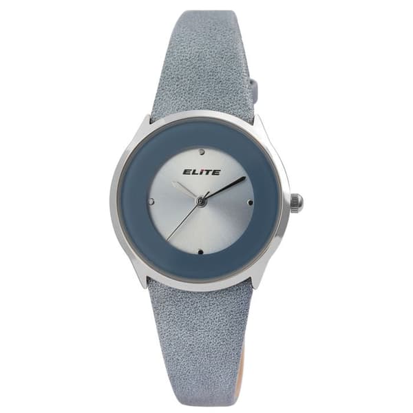 Dameur - ELITE - Elite - Urkasse 32 mm - Blå skive - Rem i kunstlæder 18 mm Silver