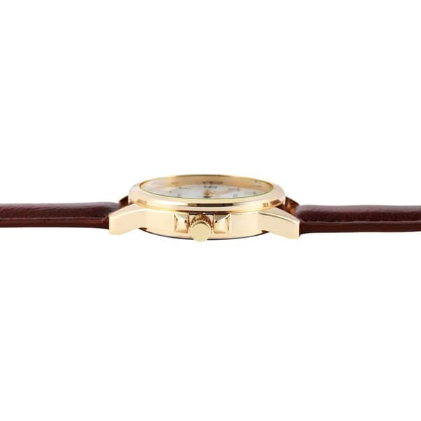 Ur - EXCELLANC - Excellanc - 38 mm - Guldetui - Brun syntetisk læderrem brun