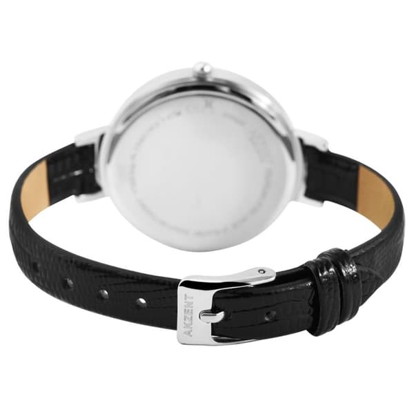 Dameur - Akzent Exclusive - Urkasse 36 mm - Grå urskive - Sort kunstlæderrem Silver