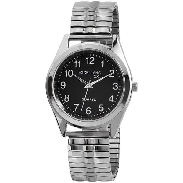Ur - EXCELLANC - Excellanc - Kasse 35 mm - Udvideligt armbånd i rustfrit stål - Sort urskive Silver