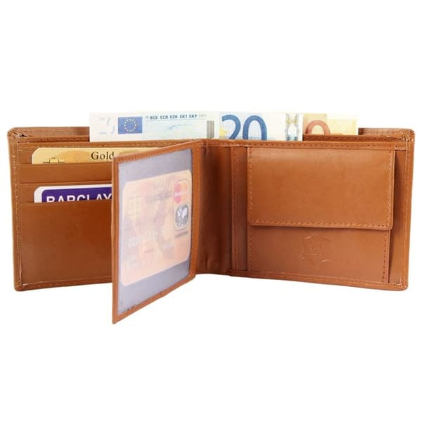Plånbok herr - EXCELLANC - Ginar - Äkta läder - Brun - Horisontell format Plånboken är brun, vilket ger den e