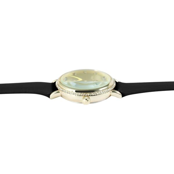 Dameur - EXCELLANC - Normal mode - Sort imiteret læderrem - 34 mm guldhus - Kvartsur Svart