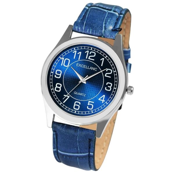 Ur - EXCELLANC - Excellanc - Kasse 40 mm - Blå urskive - Rem i kunstlæder 20 mm Blå